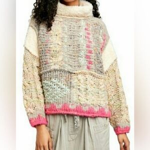 Free People Snow Haven Pullover Sweater in Snowfall Combo